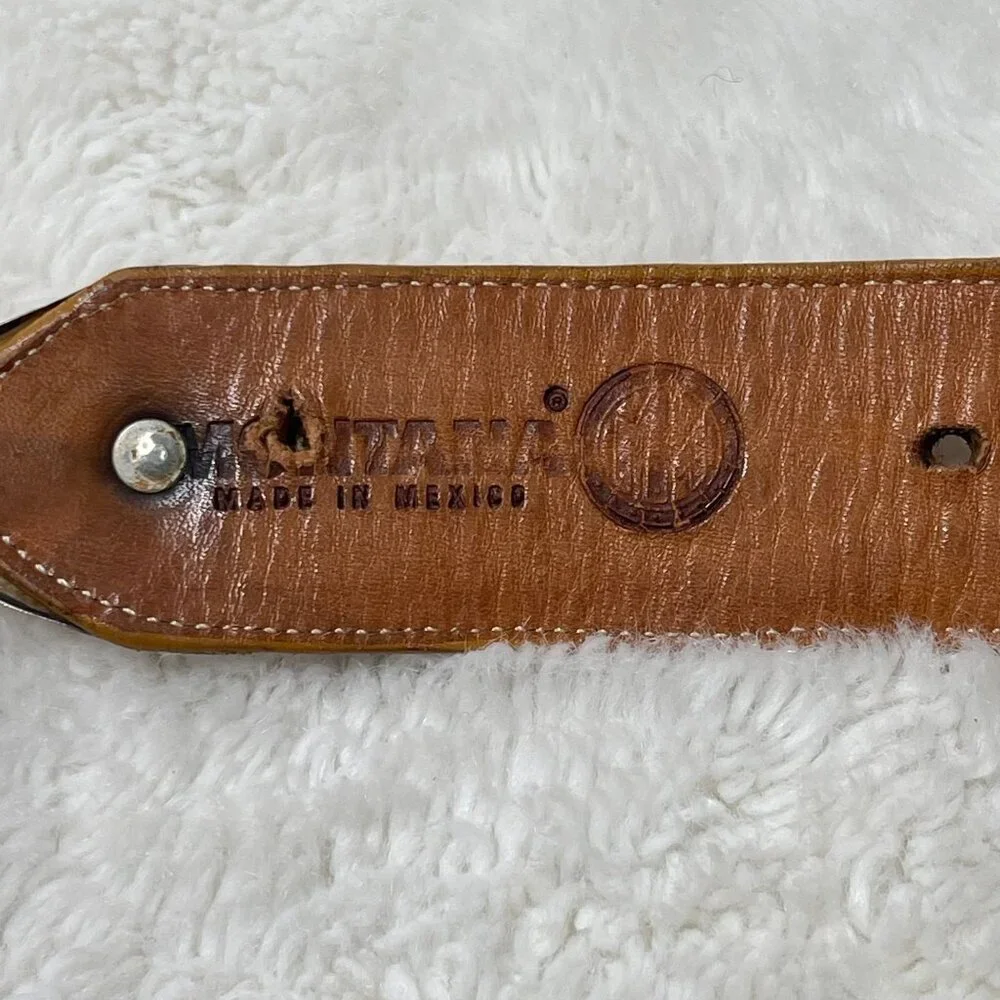 MONTANA Women's Tan Leather Cowboy Belt Size 32